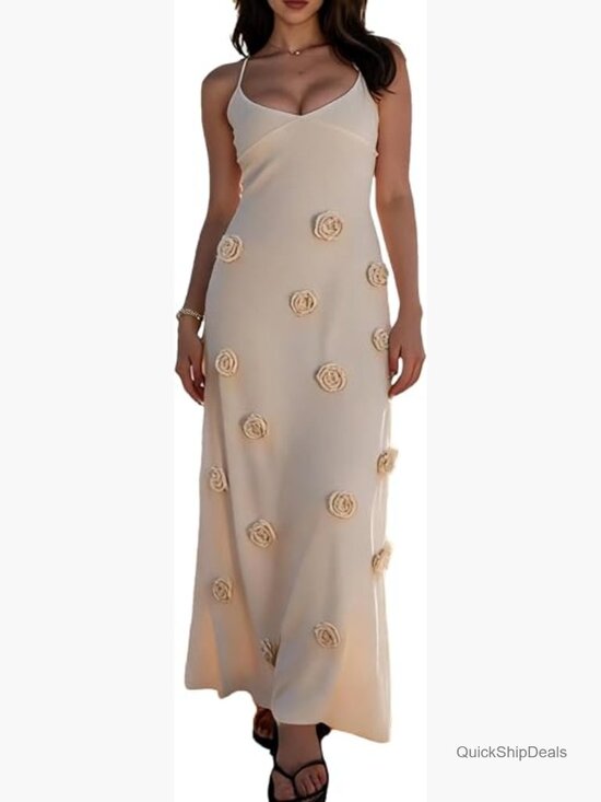 Dresses & Skirts - Knit Maxi Dress Spaghetti Strap Bodycon Beach Dress Backless Swim Cover Up